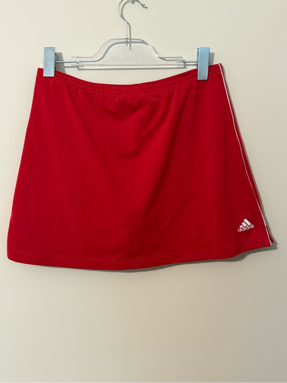 Vintage adidas Red Athletic Mini Skirt with Contrast Piping